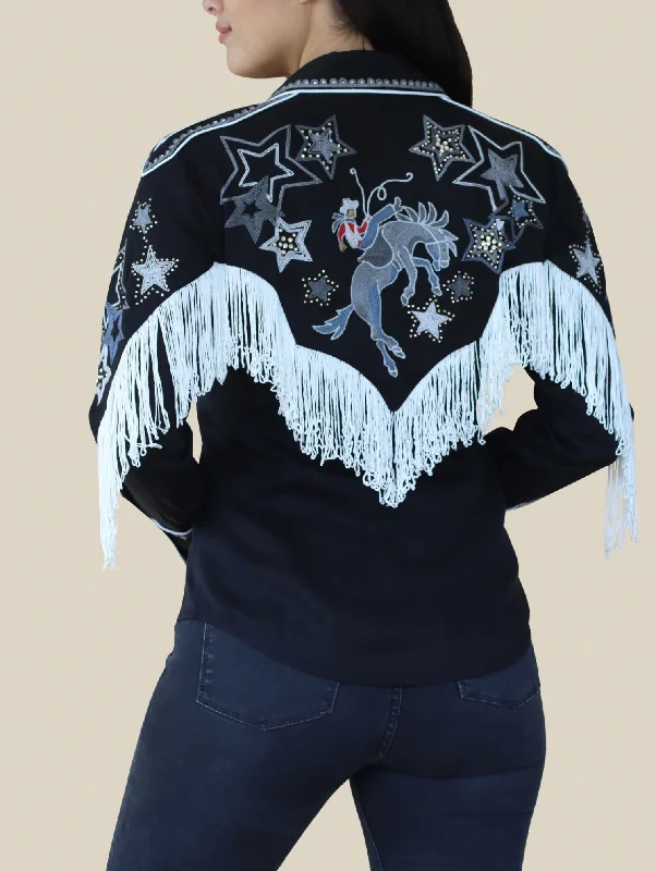Black Shirt Embroidered Full Fringe on Sleeves and Back!-- Fleece Fabric Down Fabric Feather Fabric Black Shirt Embroidered Full Fringe on Sleeves and Back!-- Fleece Fabric Down Fabric Feather Fabric
