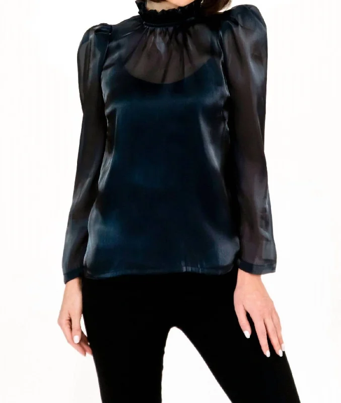 Watson Blouse In Indigo Organza Lightweight Floral Blouse