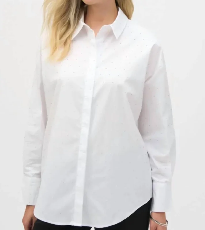 Diamond Blouse In White Satin Drape Blouse