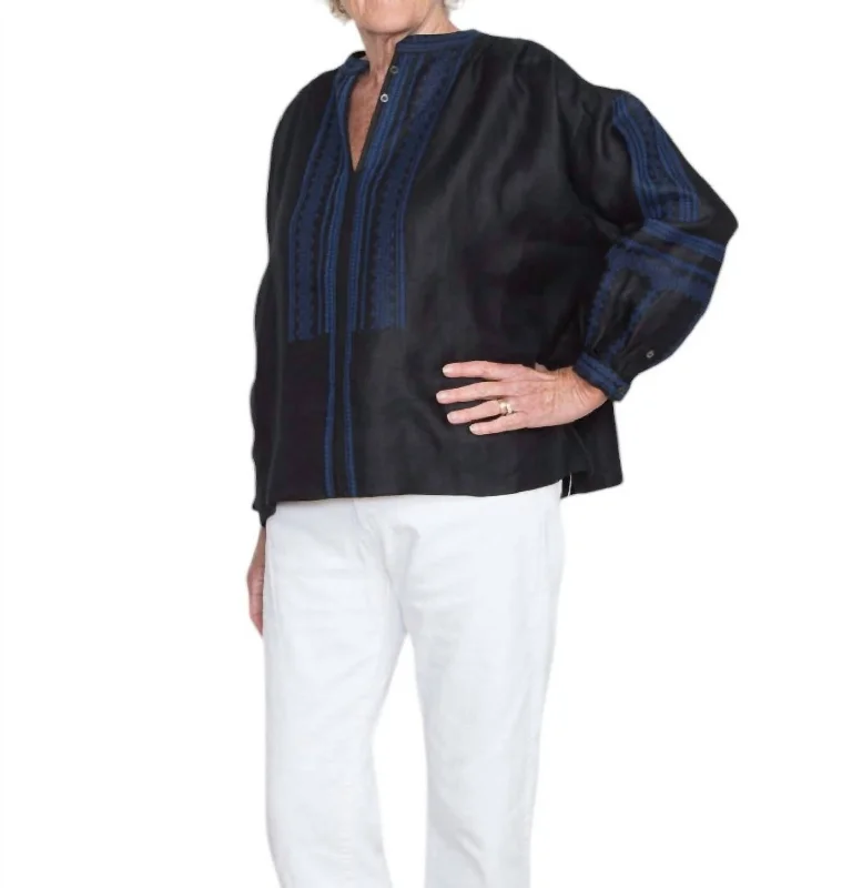 Patience Blouse In Noir Airy Cotton Blouse