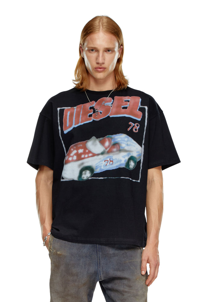 T-Shirt With Car Print-- Thin T-Shirt Open Front Quick Dry