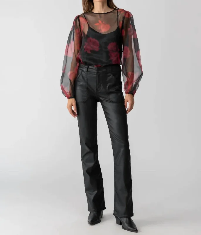 Moody Blouse Top In Moody Rose Pleated Collar Blouse