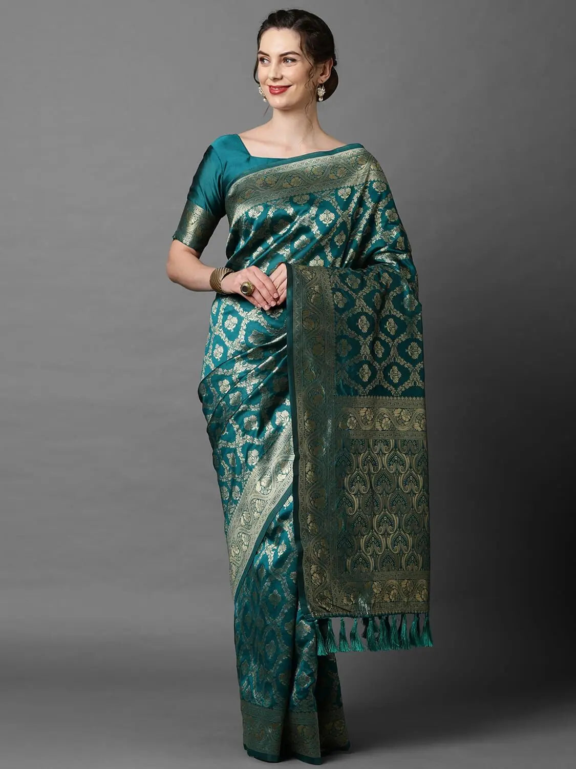 Popular Sareemall Teal Blue Festive Silk Blend Woven Design Saree With Unstitched Blouse Elegant Embroidery Blouse Popular Sareemall Teal Blue Festive Silk Blend Woven Design Saree With Unstitched Blouse Elegant Embroidery Blouse
