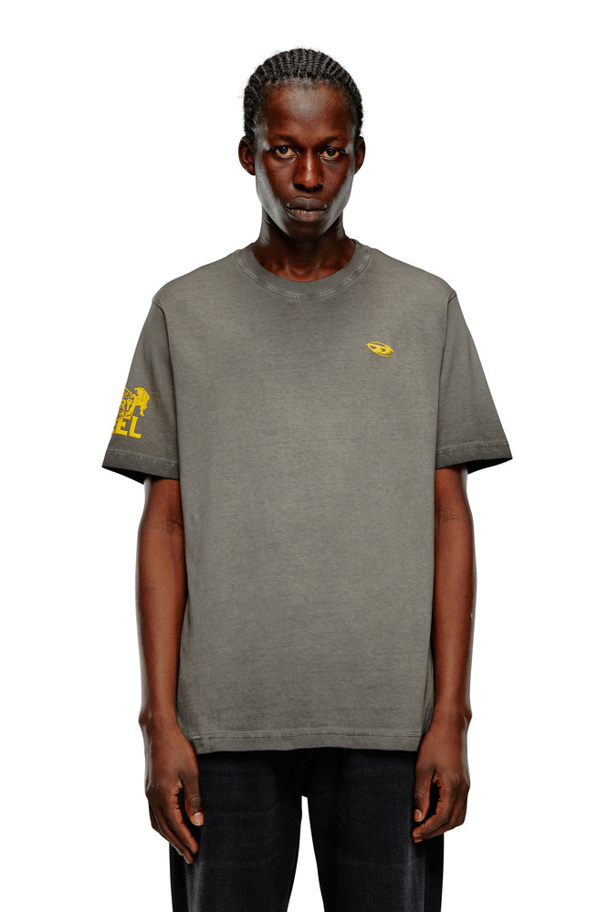Blotchy jersey T-shirt with puff prints-- Graphic Embroidered Appliqued