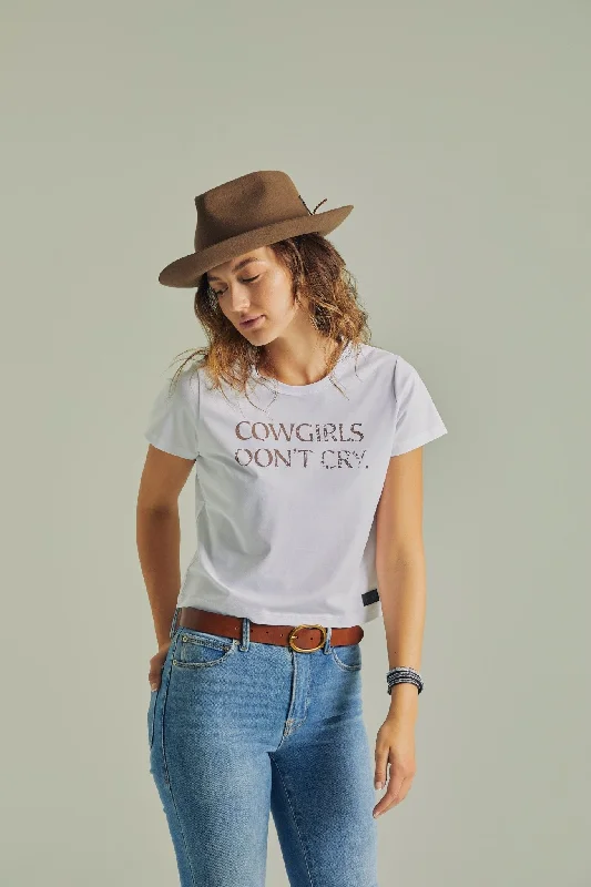 COWGIRLS DON'T CRY - Women's Snow T-Shirt-- Real Fur Shearling Chenille