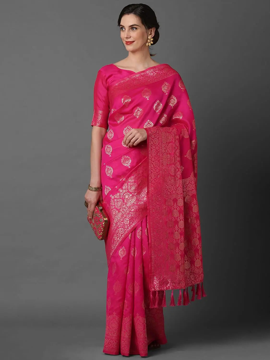 Flawless Sareemall Pink Festive Silk Blend Woven Design Saree With Unstitched Blouse Casual Stripe Blouse Flawless Sareemall Pink Festive Silk Blend Woven Design Saree With Unstitched Blouse Casual Stripe Blouse