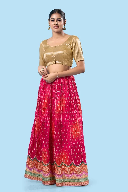 Dark Gold Shimmer Front Open Elbow Sleeves Blouse Short Sleeve Blouse