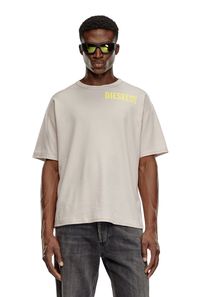Waffle T-shirt with burnout wash-- Fashionable Trendy Casual