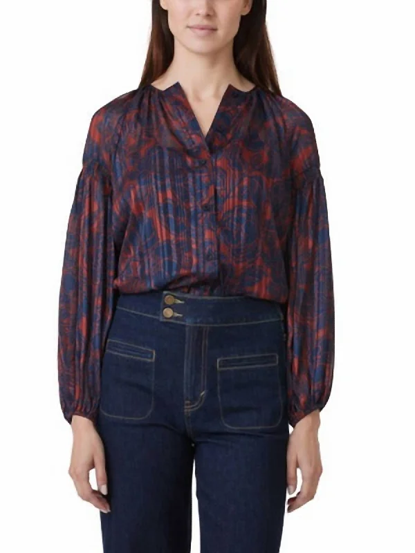 Ballon Blouse In Intense Red Delicate Bow Blouse