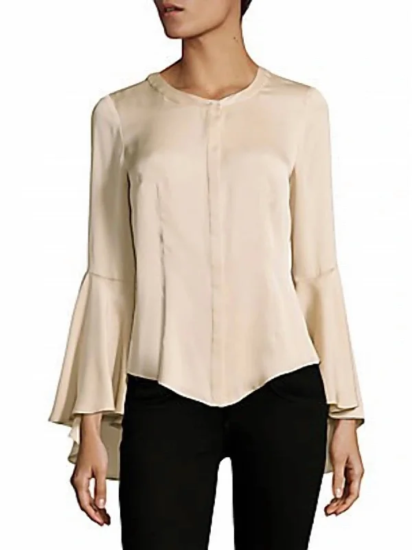 Michelle Stretch-Silk Blouse In Ballet Elegant Office Blouse