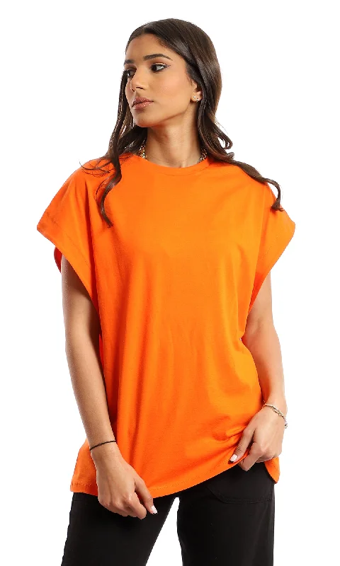 97098 Plain Cap Sleeves Basic T-Shirt - Orange-- Jersey Fabric Tulle Fabric Batik Fabric 97098 Plain Cap Sleeves Basic T-Shirt - Orange-- Jersey Fabric Tulle Fabric Batik Fabric