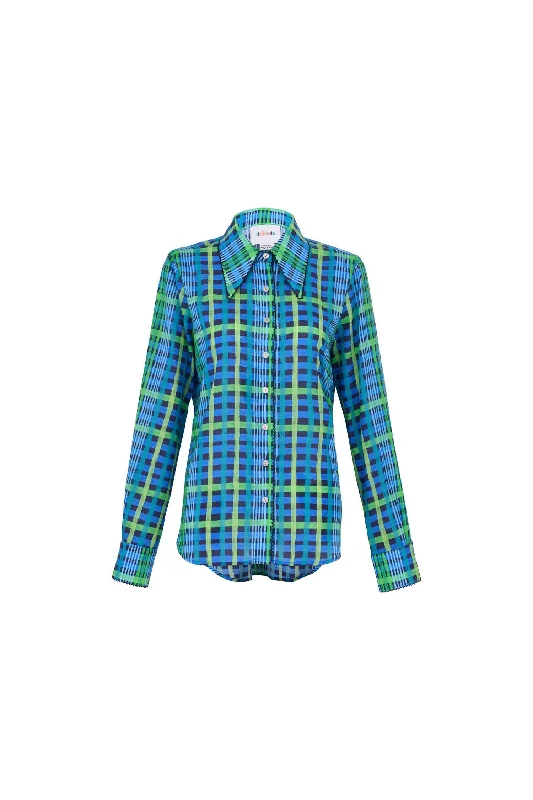 Women's Carmela Long Sleeve Blouse In Trazos Elegant Office Blouse