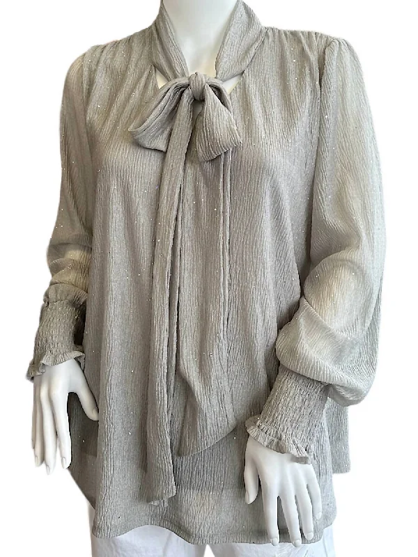 Chiffon Blouse In Sage Grey Elegant Embroidery Blouse