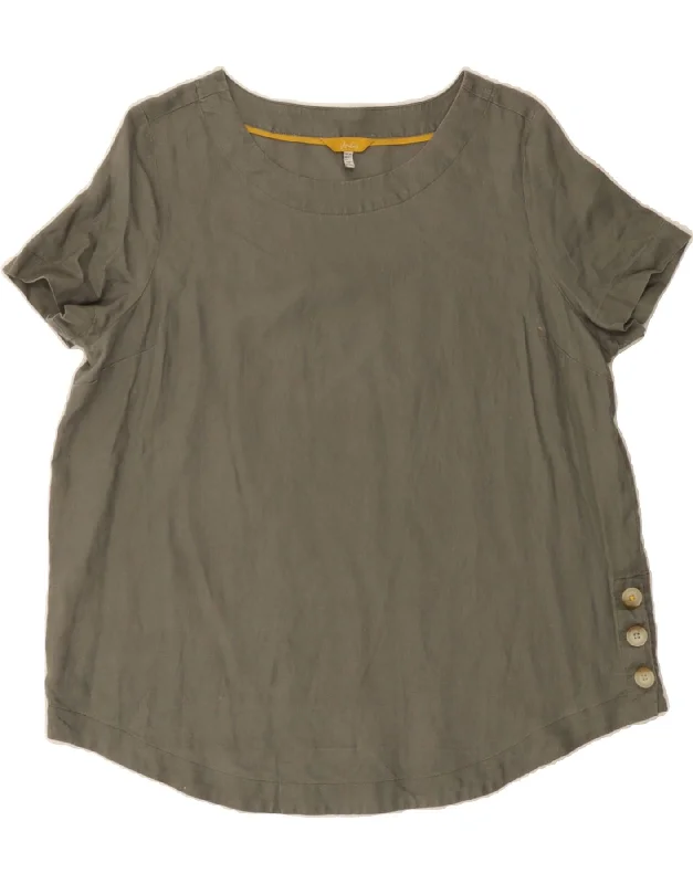 JOULES Womens Blouse Top UK 14 Large  Grey Linen Sleeveless Chiffon Blouse