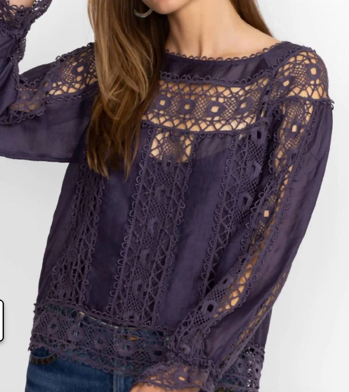 Danilia Lace Blouse In Purple Double-Layered Blouse
