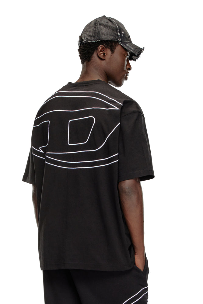 T-shirt with maxi oval D embroidery-- Wool Fabric Cashmere Fabric Tweed Fabric