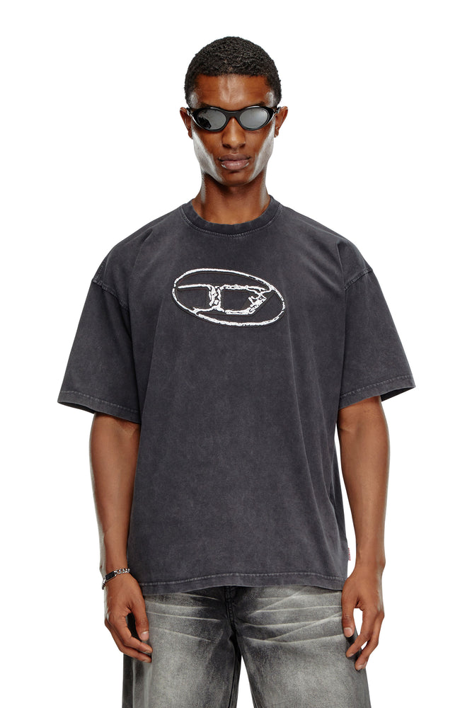 Faded T-shirt with Oval D print-- Iron Safe Non-Iron Wrinkle Free