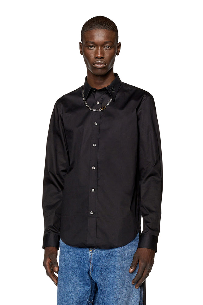 Micro-twill shirt with tonal embroidery-- Anti-Shrink Durable Soft