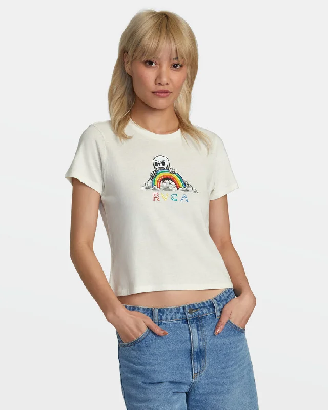 RVCA Rainbow Skull T-Shirt-- Front Pockets Side Pockets Patch Pockets