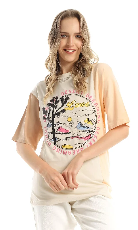 97855 Front Printing Round Neck Light Beige & Simon T-Shirt-- Mesh Blend Leather Blend Suede Blend 97855 Front Printing Round Neck Light Beige & Simon T-Shirt-- Mesh Blend Leather Blend Suede Blend