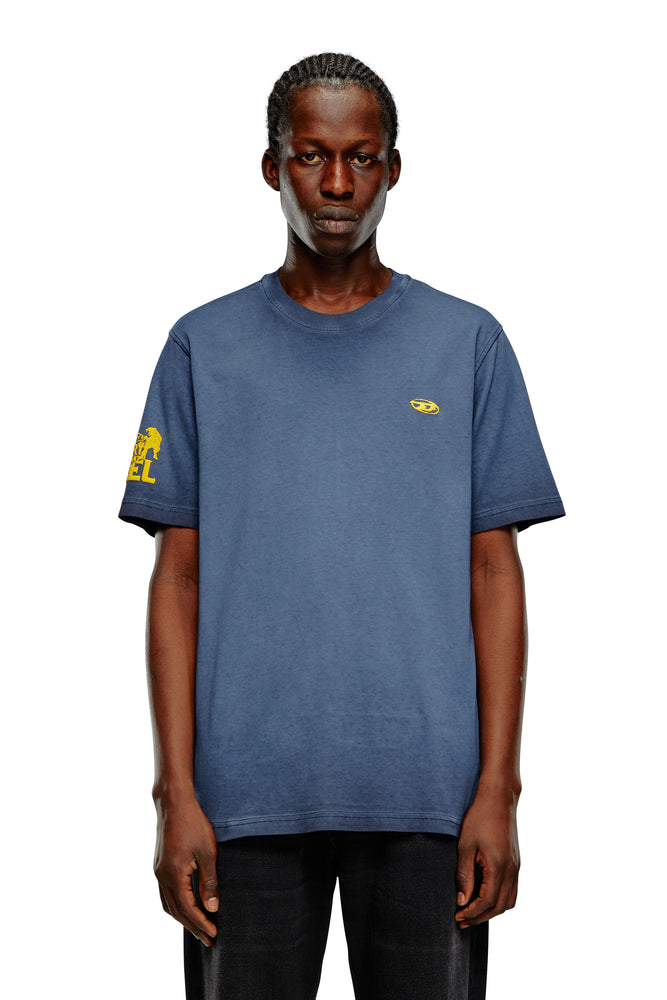 Blotchy jersey T-shirt with puff prints-- Mesh Blend Leather Blend Suede Blend