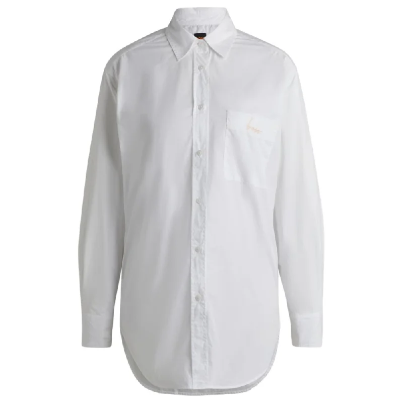 Regular-fit blouse in cotton poplin Lightweight Chiffon Blouse