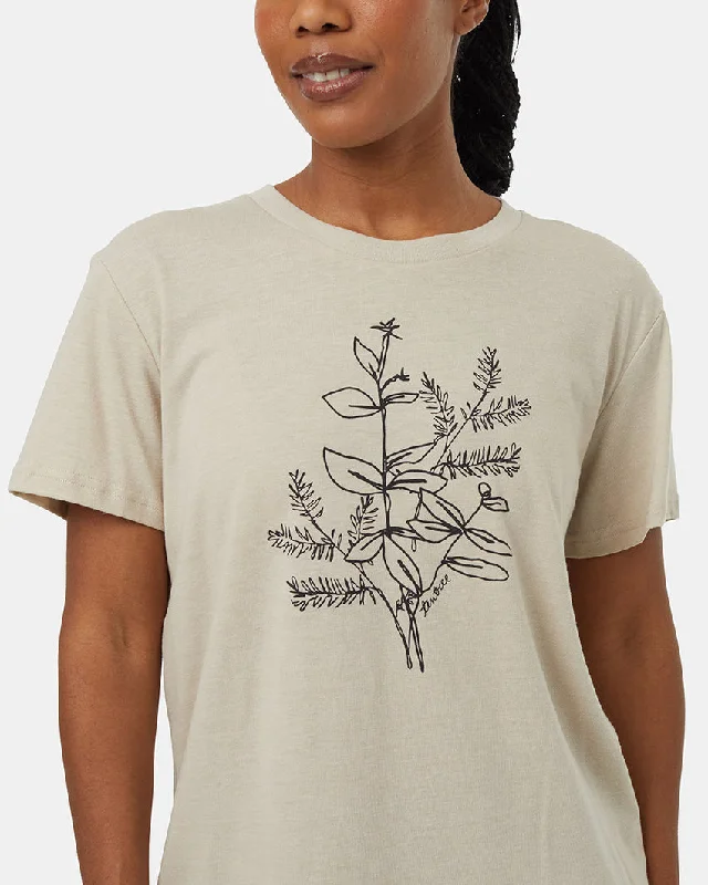 TenTree Autumn Flora T-Shirt-- Ribbed T-Shirt High Neck Heavyweight