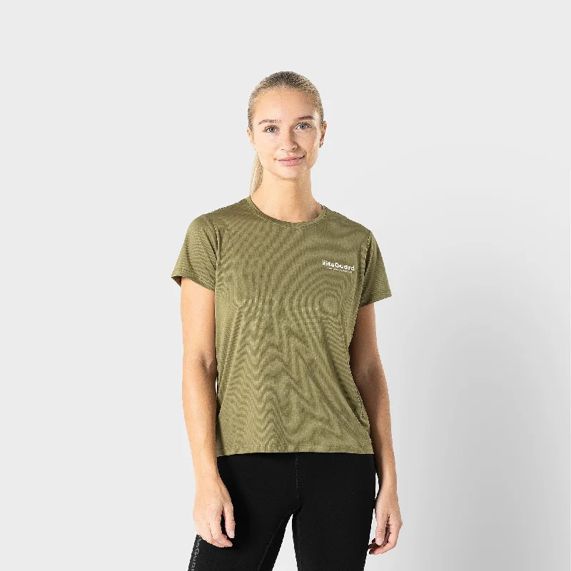 GROUND-TECH T-SHIRT (WOMEN) - Dusty Green-- Notch Collar Peter Pan Collar Cowl Neck