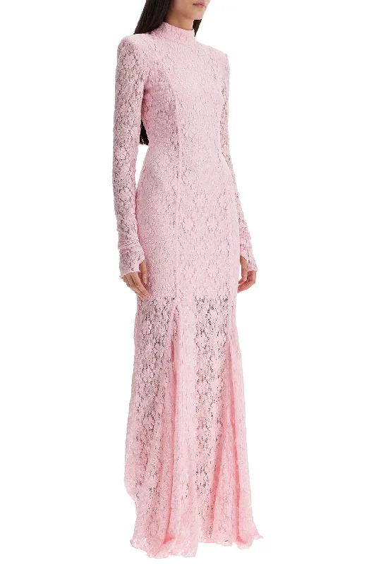Rotate Long Pink Lace Dress With Open Back For Special Occasions Tunics Office stylish Rotate Long Pink Lace Dress With Open Back For Special Occasions Tunics Office stylish