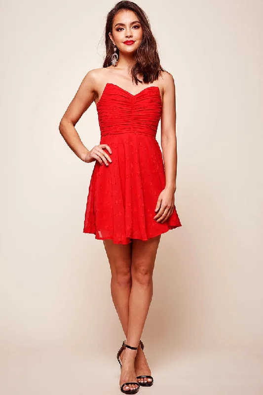 Tinseltown Ruched Party Dress Red Tunics Cozy soft