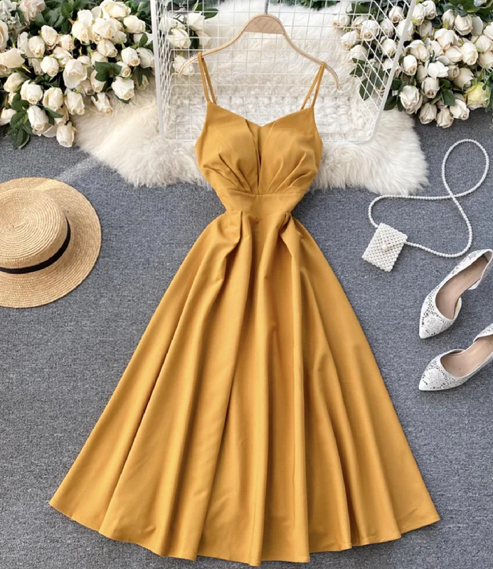 Stylish v neck lace up dress A line party dress     S99 Pleated Skirt Elegant