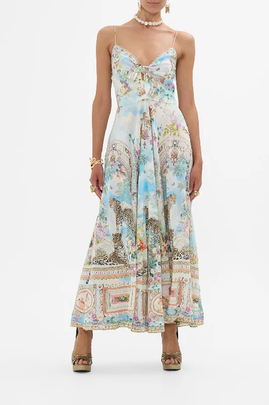 LONG DRESS WITH TIE FRONT WE ALWAYS HAVE ALEXANDRIA Off-the-shoulder Chic Trendy