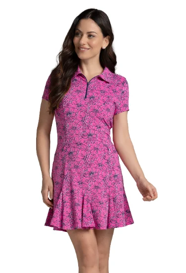 Diana Print Short Sleeve Godet Dress – 69930 Halter Neckline Beach