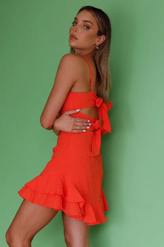 Sarah Kay Double Bow Party Dress Orange Off-the-shoulder Bohemian Festive