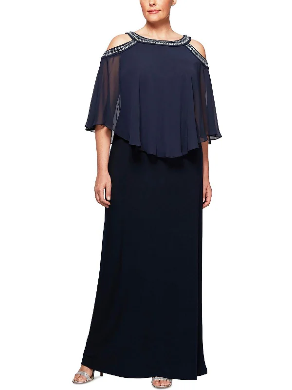 Plus Womens Embellished Maxi Evening Dress Tunics Formal black