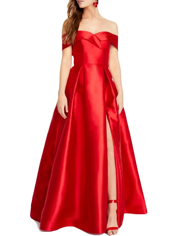 Womens Ruffled Maxi Evening Dress Elegant Long Evening