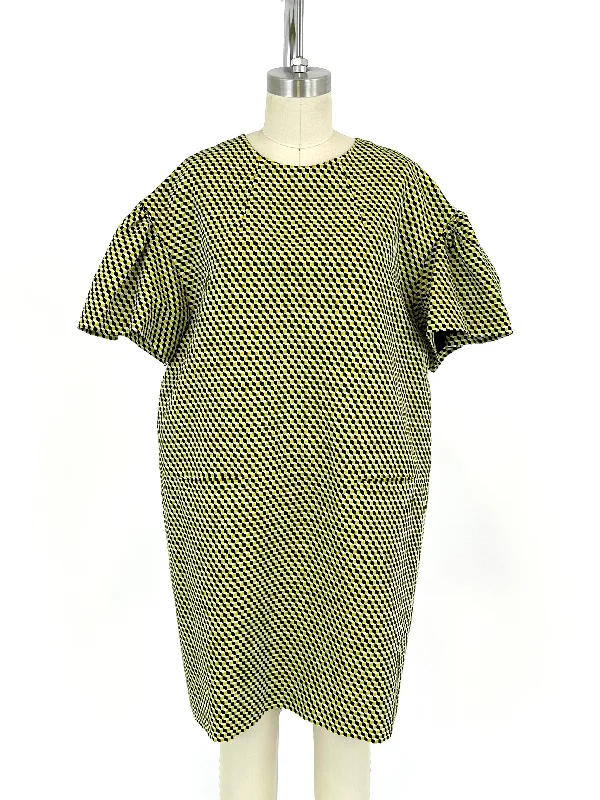 Dries Van Noten Geometric Mini Dress Stylish Sweetheart Neck Mini Dress
