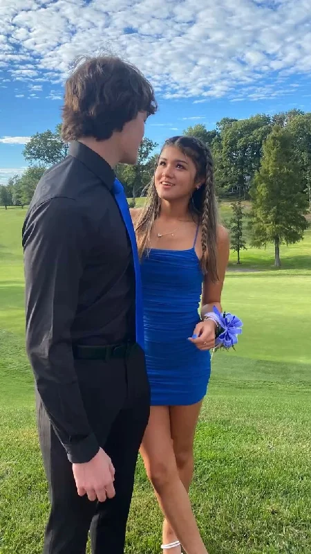 Royal Blue Sleeveless Bodycon Dress,Cute Homecoming Dress,Mini Dress Y1619 Trendy Button-Detail Mini Dress Royal Blue Sleeveless Bodycon Dress,Cute Homecoming Dress,Mini Dress Y1619 Trendy Button-Detail Mini Dress