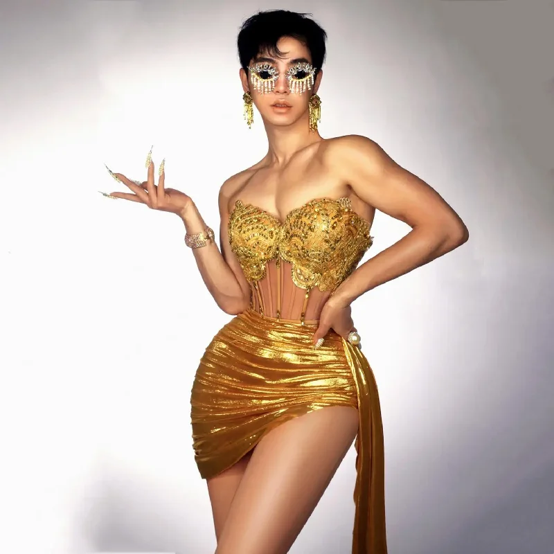 Luxury Gold Diamond Formal Occasion Cocktail Dress 2-Piece Set Prom Gown Outfit Sexy Girls Short Prom Dress Birthday Mini Dress Stylish Short-Sleeve Mini Dress Luxury Gold Diamond Formal Occasion Cocktail Dress 2-Piece Set Prom Gown Outfit Sexy Girls Short Prom Dress Birthday Mini Dress Stylish Short-Sleeve Mini Dress