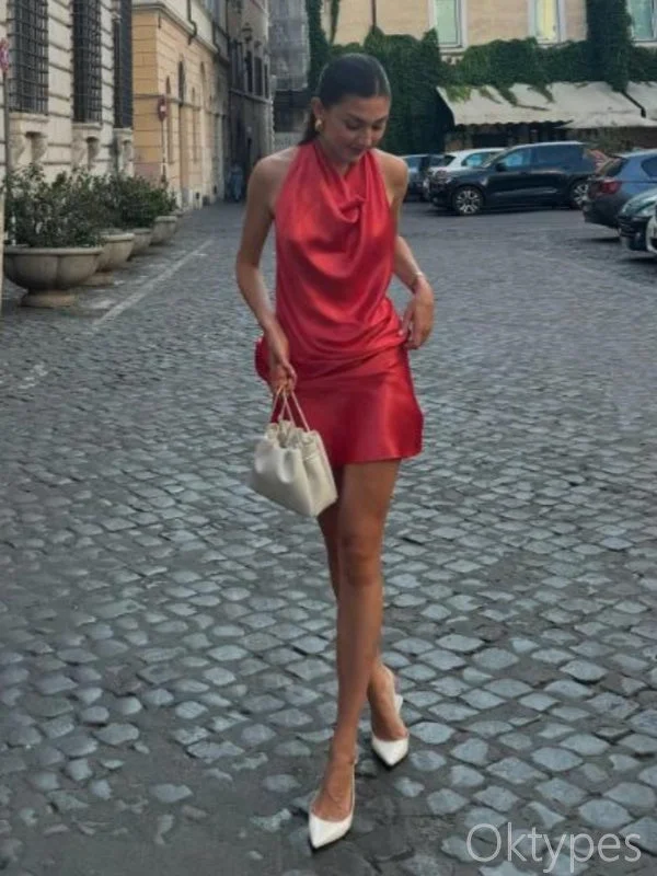 Red Halter Backless Satin Women Mini Dresses Homecoming Dresses, PDS0579 Comfortable Casual Mini Dress Red Halter Backless Satin Women Mini Dresses Homecoming Dresses, PDS0579 Comfortable Casual Mini Dress