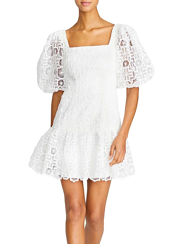 Womens Lace Ruffled Cocktail and Party Dress Tunics Gym athletic