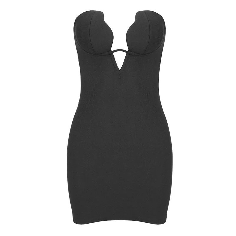 Sexy Strapless Deep V Cut Out Bustier Bodycon Bandage Mini Party Dress Tunics Bestseller popular Sexy Strapless Deep V Cut Out Bustier Bodycon Bandage Mini Party Dress Tunics Bestseller popular