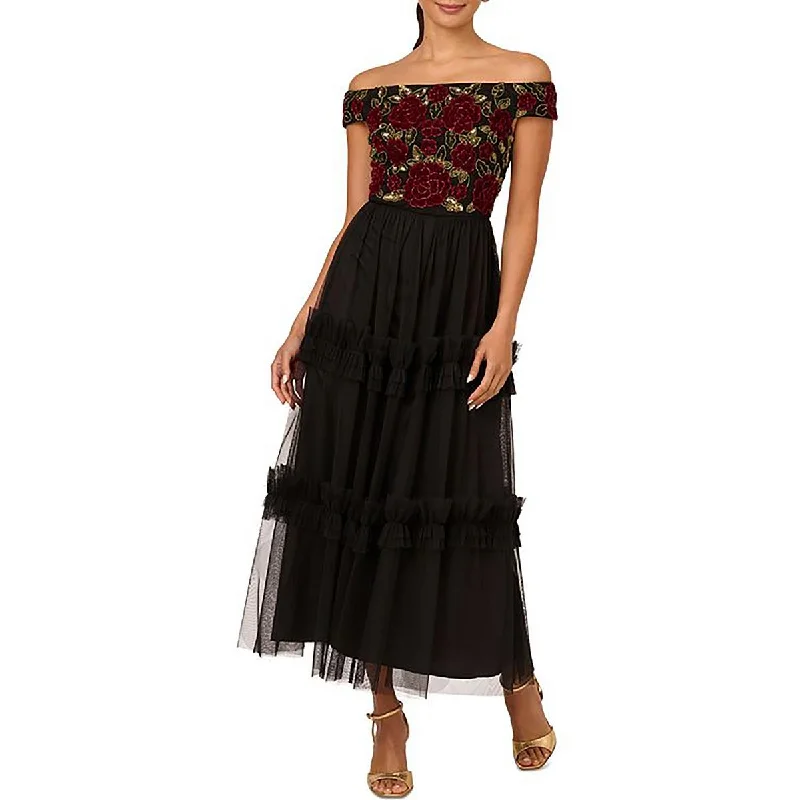 Womens Sequined Tulle Evening Dress Tunics Winter warm
