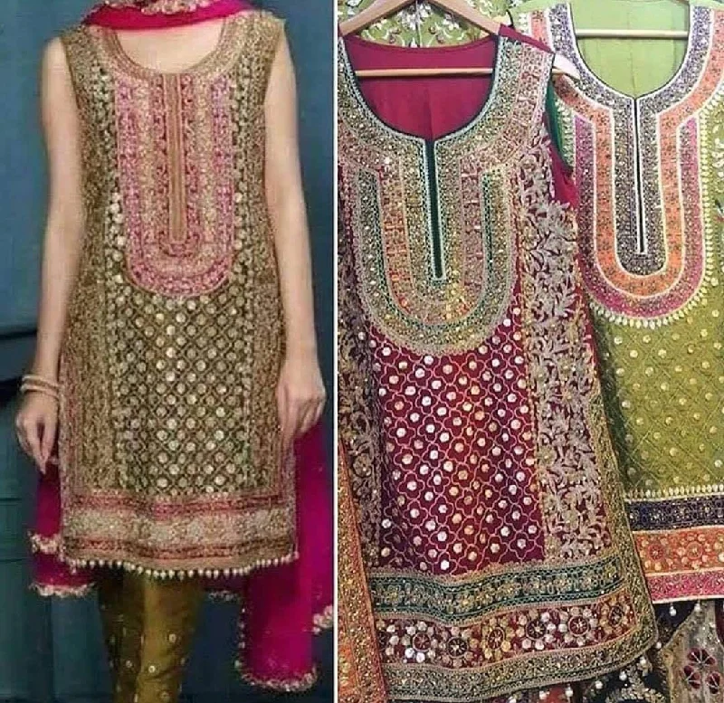 Mehndi Party Dress In Mehndi Green Color Model# M 1821 Tunics Practical easy-care