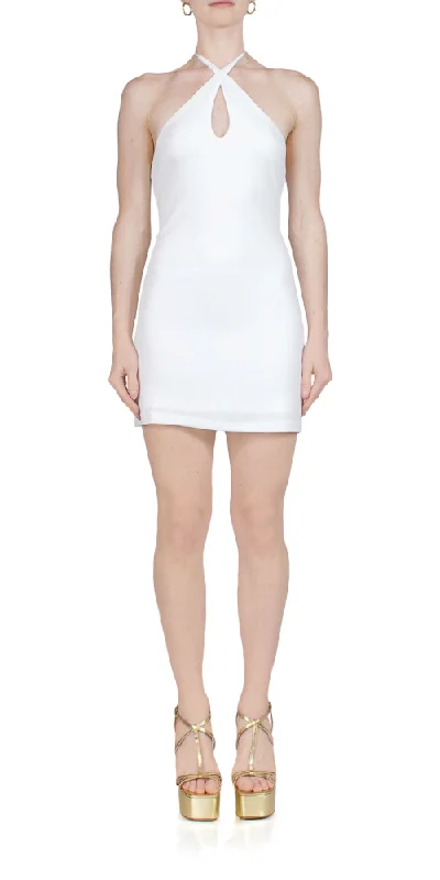 Mode Halter Mini Dress Cozy Ribbed Mini Dress