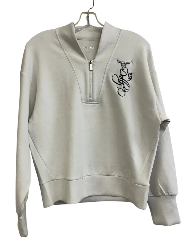 Women’s White 1/4 Zip Sweatshirt Hoodie with Double Zipper Versatile Adjustable
