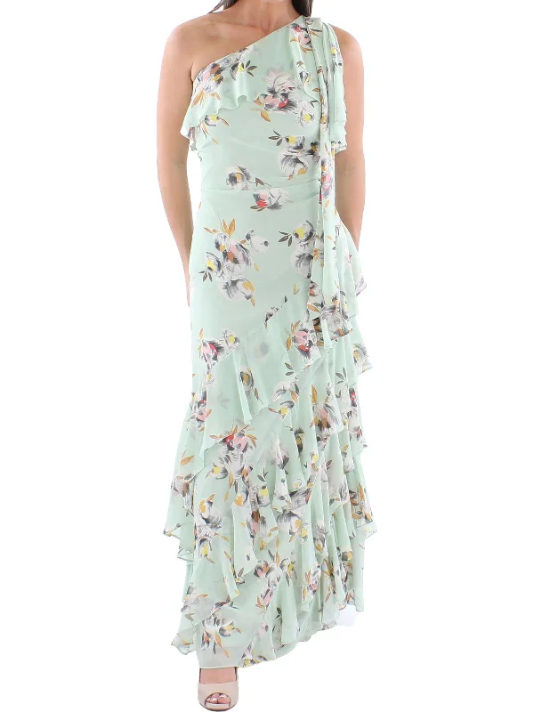 Womens Chiffon Floral Evening Dress Tunics stripes playful