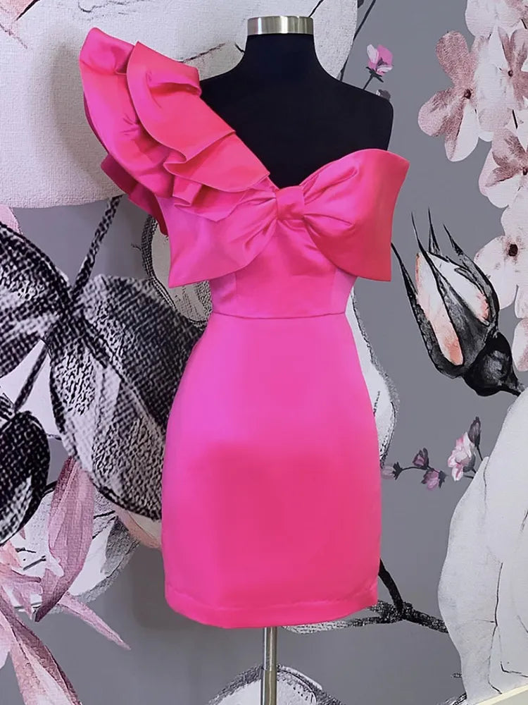 Party Mini Dress Ruffles One Shoulder Big Bowtie Patchwork Sexy Bodycon Women Vestido Celebrate Event Occasion Dinner Night Out Fashionable A-Line Mini Dress Party Mini Dress Ruffles One Shoulder Big Bowtie Patchwork Sexy Bodycon Women Vestido Celebrate Event Occasion Dinner Night Out Fashionable A-Line Mini Dress