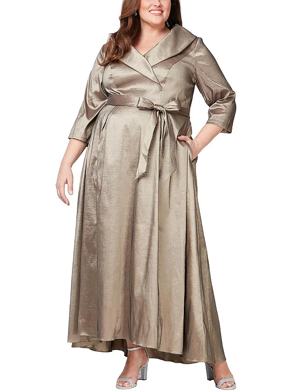 Plus Womens Tie Belt Maxi Evening Dress Tunics Canvas sturdy