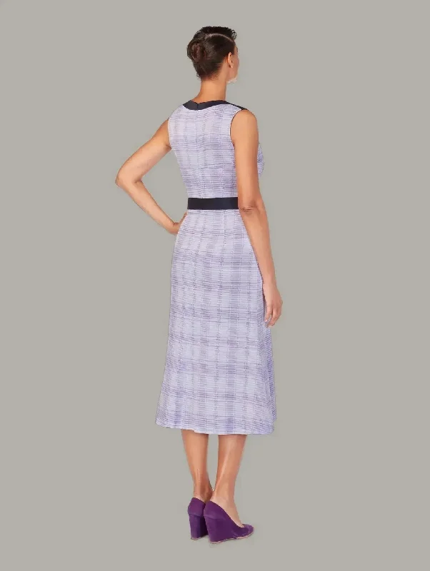 ACACIA | Panelled Jacquard Jersey Dress Crew Neckline Casual